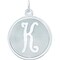 Sterling Silver Brocaded Initial Capital K Charm Jewerly 27mm x 20mm